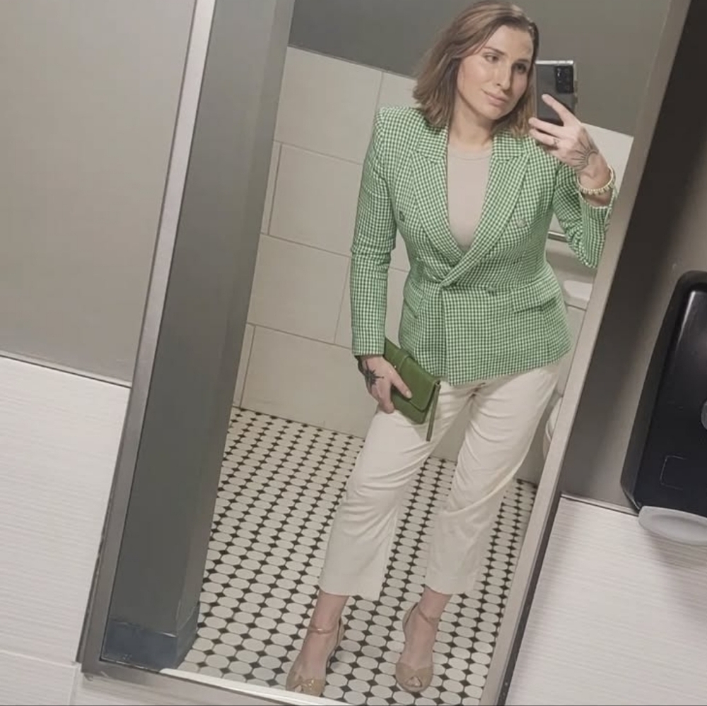 Zara Green Gingham Blazer - Medium